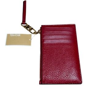 Michael Kors Red Key & Card Holder Luxurious Leather
